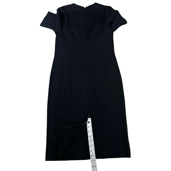 CAbi Claire Black Short Sleeve V-Neck Knit Pencil Sheath Short Dress 3101 Size 6 - Picture 5 of 8